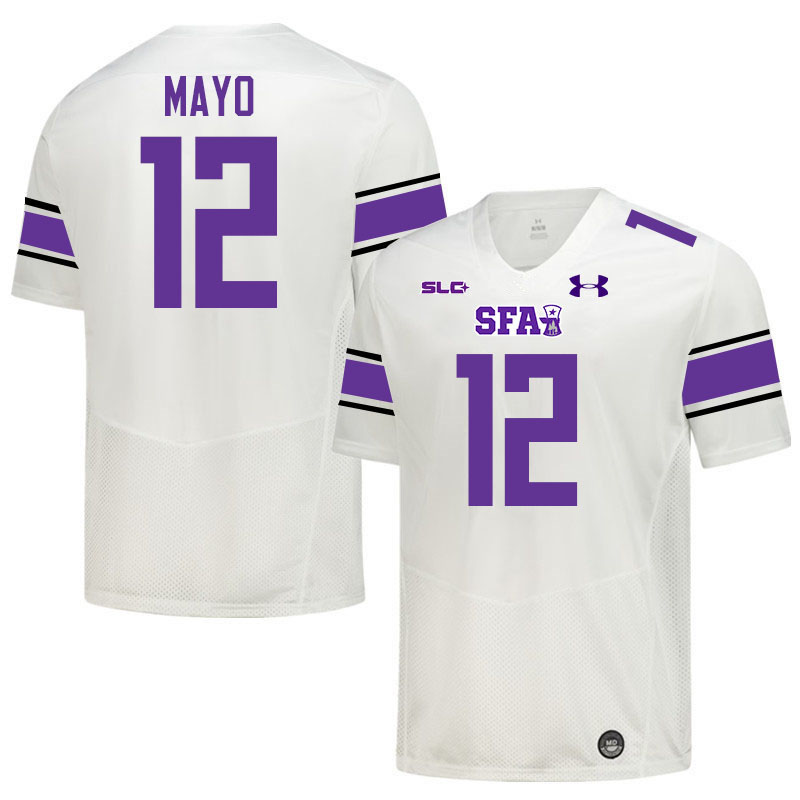 Stephen F. Austin Lumberjacks #12 Jalen Mayo College Football Jerseys,Uniforms-White